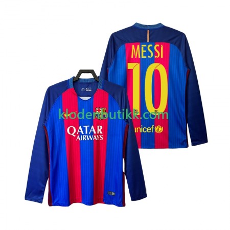 FC Barcelona Lionel Messi 10 2016 2017 Retro Hjemme Fotballdrakt Langermet